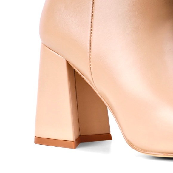 SIMMI • Jameson Dark Nude Mid Heeled Ankle Boots Shoes Includes Box - Picture 3 of 5